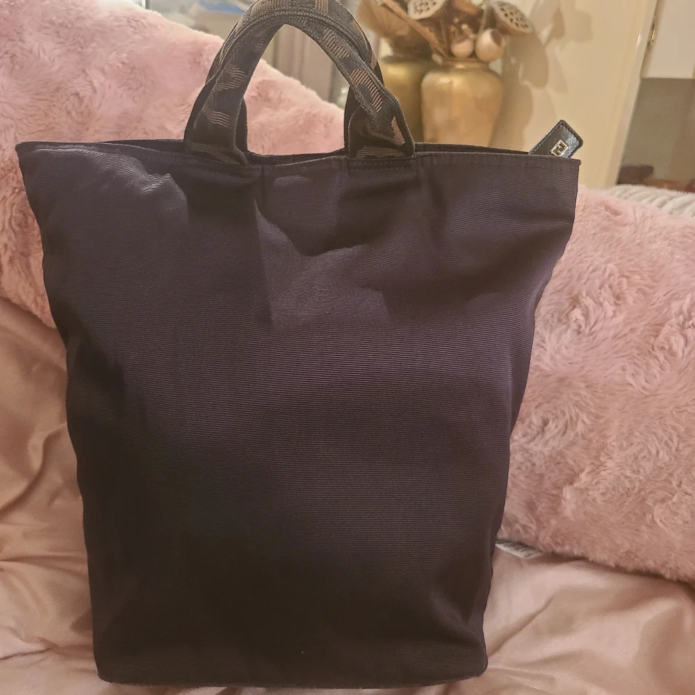 Fendi Black and Brown Logo Tote